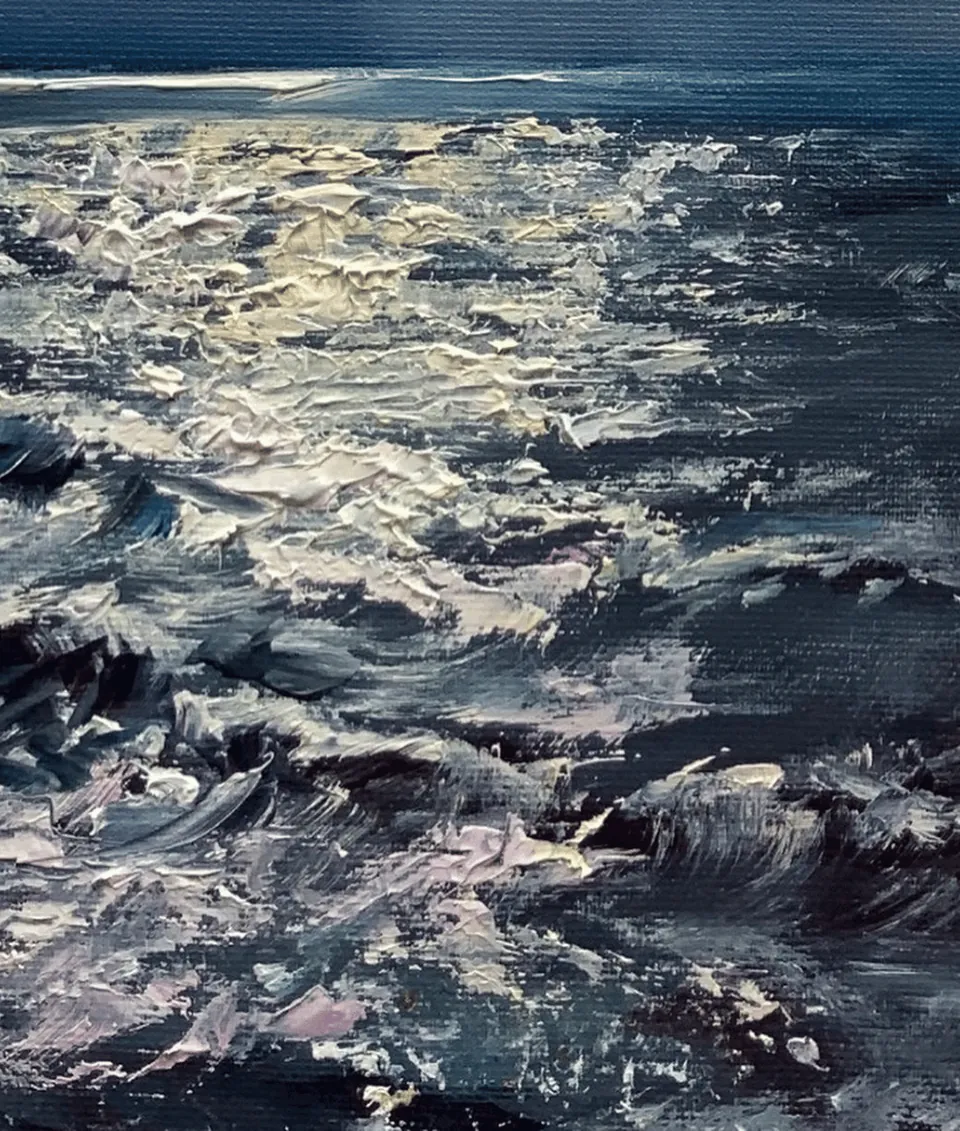Stormy sea, oil painting